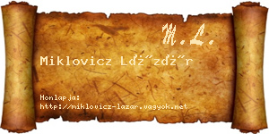 Miklovicz Lázár névjegykártya